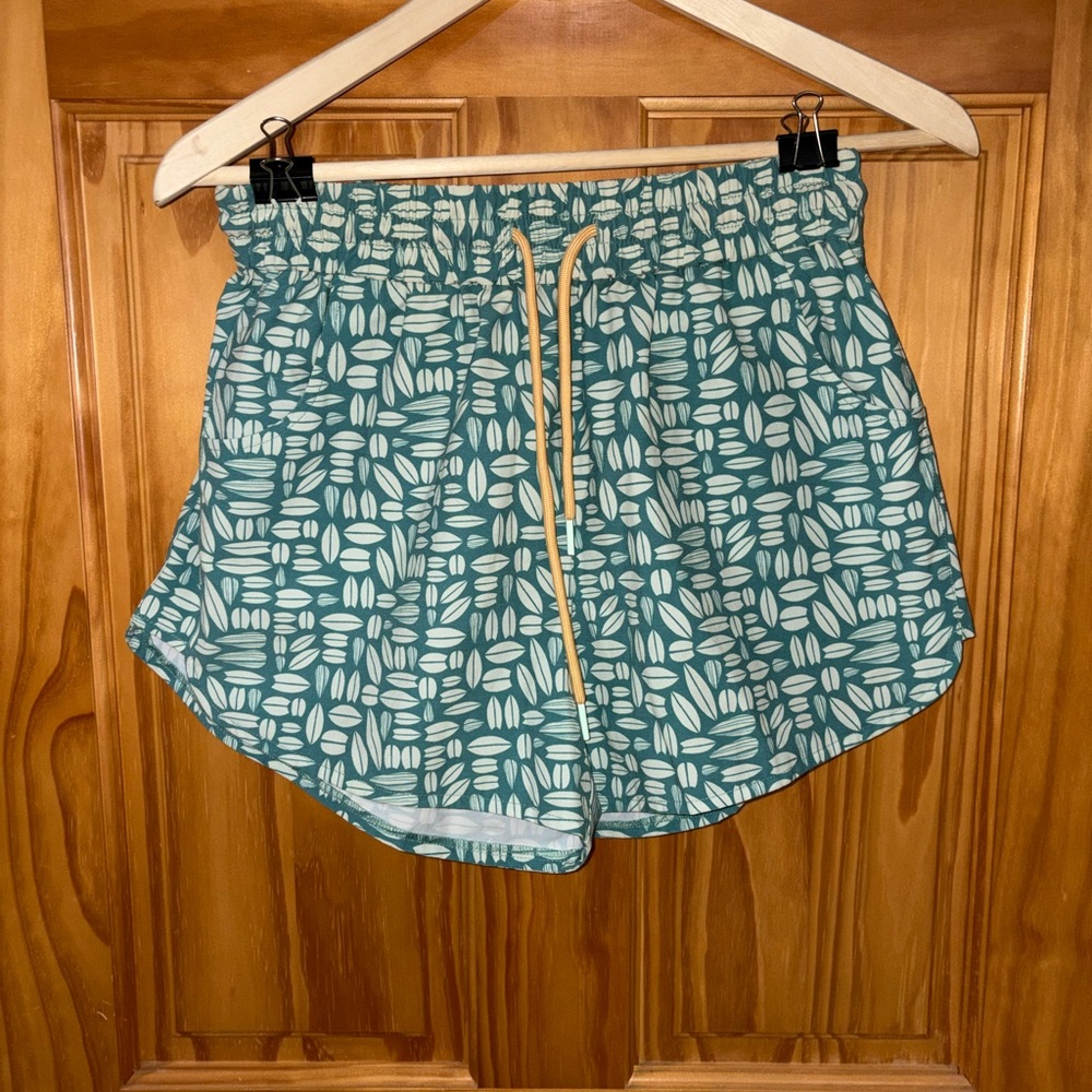 United By Blue Teal Print Athletic Shorts